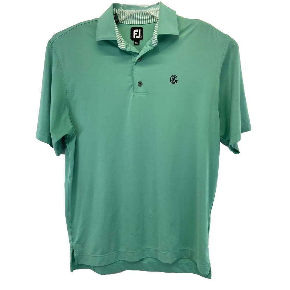 FJ Footjoy Mens Medium Embroidered Green Golf Polo Shirt (K23) EUC